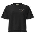 Black oversized T-shirt with embroidered Wildflower Fringe longhorn logo on the front