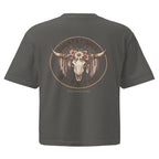 Pepper cropped boxy tee with Wild & Free floral longhorn skull back print