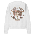 Gray country Soul sweatshirt with Wild & Free floral longhorn skull back print